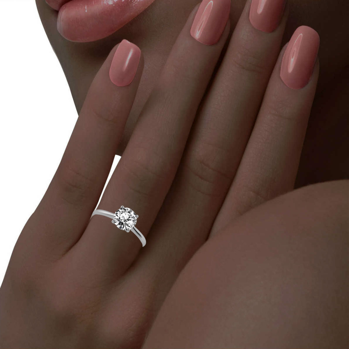 14K White Gold Rainera Solitaire Ring 